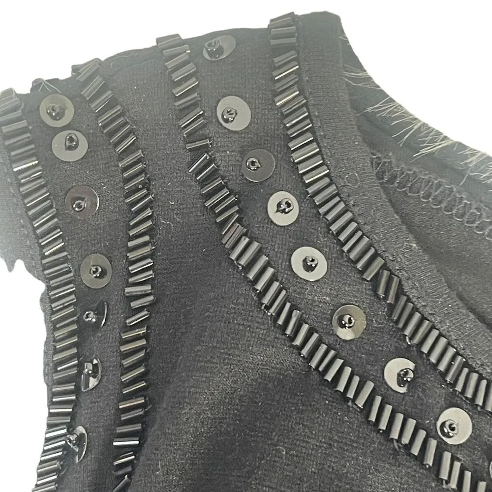 Chico's NWT‎ Black Bead And Sequin Trim Tank Top Sz 1/M